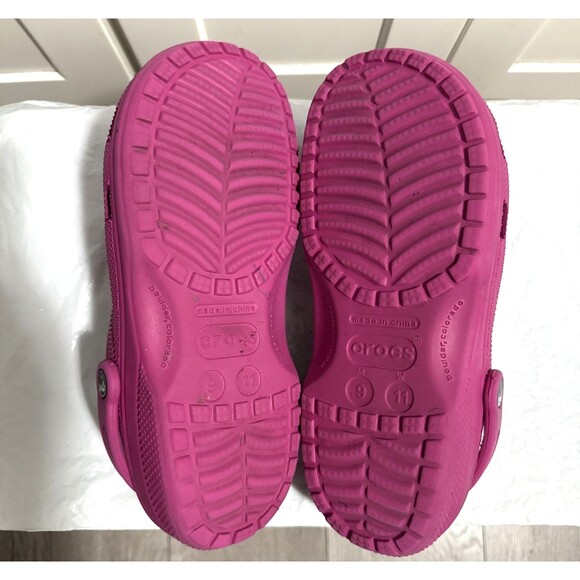 Unisex Pink Crocs Classic Clogs Slip On Slippers Women's 11 Men's 9 Comfort - Picture 7 of 9